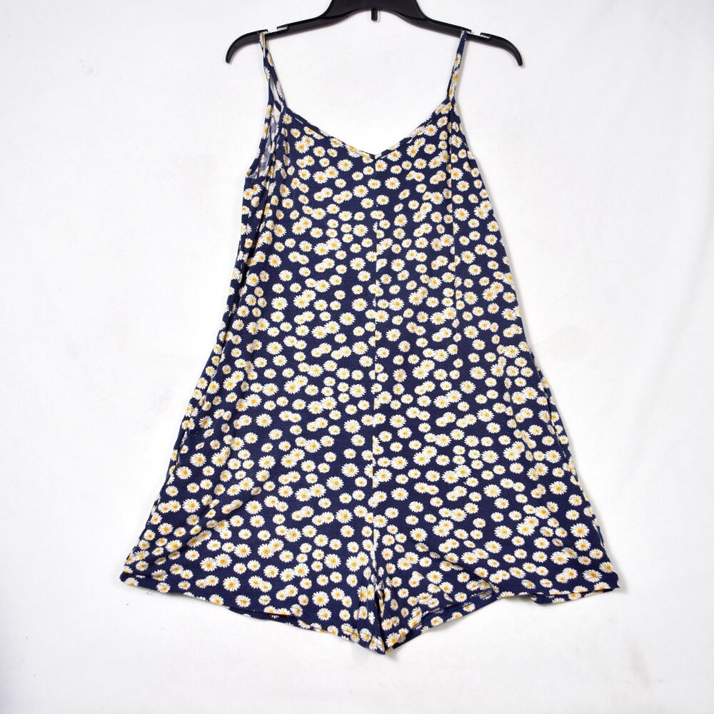 Simply Suzanne Betro Women's Navy Blue Daisy Floral Romper Sz S Spaghetti Strap
